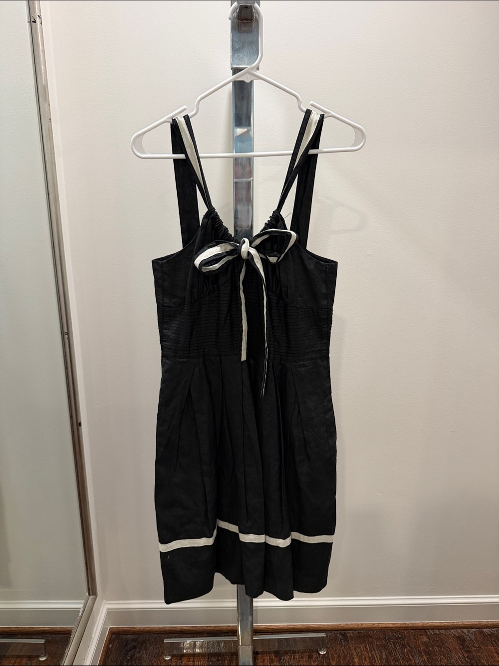Robert Rodriguez Black Dress with White Ribbon Detail